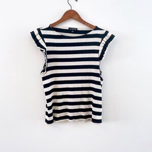 J. Crew Striped Ribbed Ruffle Sleeveless Top, Size XXL